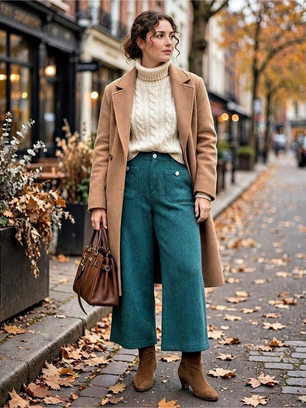 CIDER Textured Wide Leg Pants in Blue & Green Size 1X